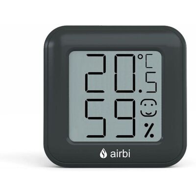 Airbi SMILE – Pokojový teploměr a vlhkoměr – černý Airbi SMILE – Pokojový teploměr a vlhkoměr – černý