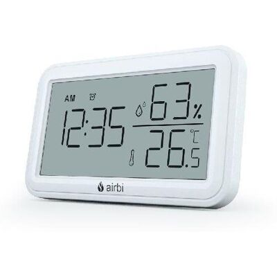 Airbi INDOOR – Pokojový teploměr a vlhkoměr s hodinami – bílý Airbi INDOOR – Pokojový teploměr a vlhkoměr s hodinami – bílý