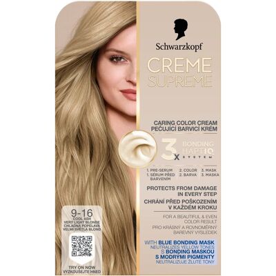 SCHWARZKOPF Creme Supreme 9-16 Chladná popelavá velmi světlá blond 60 ml SCHWARZKOPF Creme Supreme 9-16 Chladná popelavá velmi světlá blond 60 ml