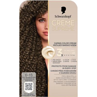 SCHWARZKOPF Creme Supreme 6-16 Chladná popelavě tmavá blond 60 ml SCHWARZKOPF Creme Supreme 6-16 Chladná popelavě tmavá blond 60 ml