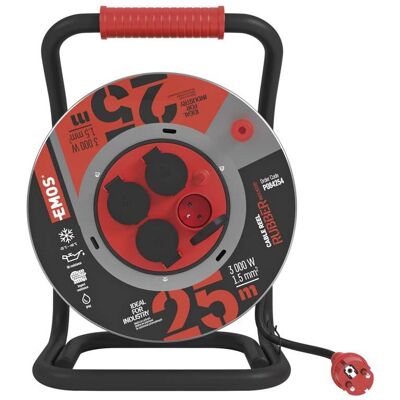 Emos Guma-neoprén prodluž. kabel, buben kovový – 4z, 25m, 1,5mm2 Emos Guma-neoprén prodluž. kabel, buben kovový – 4z, 25m, 1,5mm2