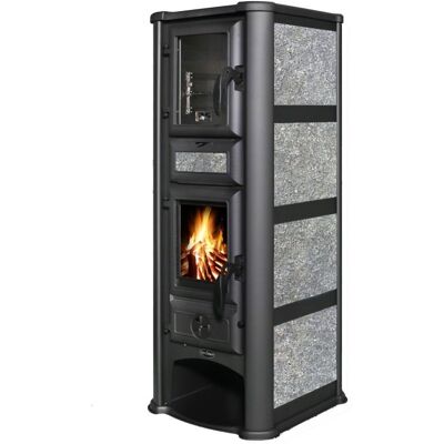 Tim Sistem Lederata plus ECO, 8.2 kW, vývod - horní, 120 mm, na tuhé palivo, bez výměníku , šedé Tim Sistem Lederata plus ECO, 8.2 kW, vývod - horní, 120 mm, na tuhé palivo, bez výměníku , šedé
