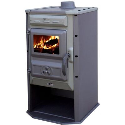 Tim Sistem Čarobna pec ECO, 6.9 kW, vývod - horní, 120 mm, na tuhé palivo, bez výměníku , šedo-zelen Tim Sistem Čarobna pec ECO, 6.9 kW, vývod - horní, 120 mm, na tuhé palivo, bez výměníku , šedo-zelen