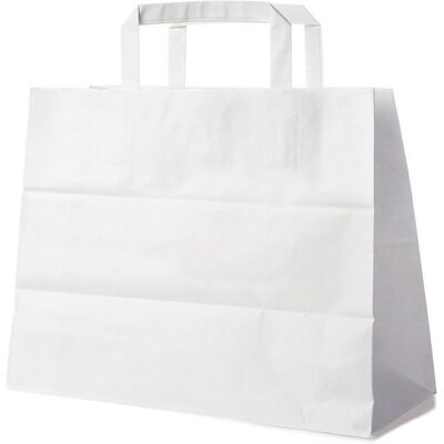 Wimex Papírová taška s plochým uchem 32+16 × 27 cm, bílá, 50 ks Wimex Papírová taška s plochým uchem 32+16 × 27 cm, bílá, 50 ks