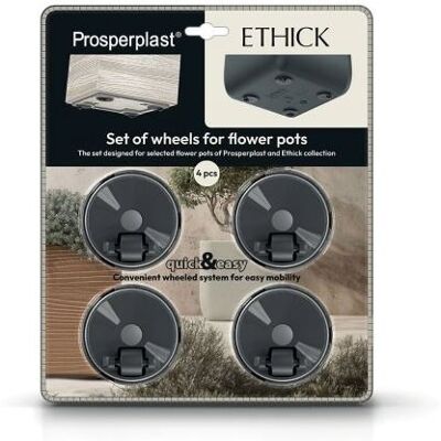 Prosperplast Sada koleček ke květináčům ETHICK - 4 ks,TSW4 Prosperplast Sada koleček ke květináčům ETHICK - 4 ks,TSW4