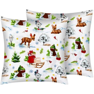 BELLATEX Povlak na polštář 4h set 2 ks Povláček Vánoce 40 × 40 cm 55/CH02 zvířátka v lese BELLATEX Povlak na polštář 4h set 2 ks Povláček Vánoce 40 × 40 cm 55/CH02 zvířátka v lese