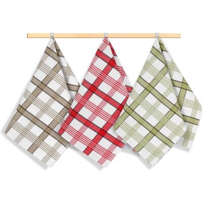 Bellatex Sada utěrek 3 ks 50 × 70 cm, 176 káro béžová, zelená, červená Bellatex Sada utěrek 3 ks 50 × 70 cm, 176 káro béžová, zelená, červená