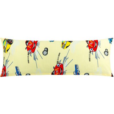 BELLATEX Povlak - náhradní manžel polštář 45 × 120 cm, závodní auta žlutá BELLATEX Povlak - náhradní manžel polštář 45 × 120 cm, závodní auta žlutá