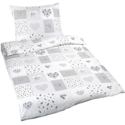 Bellatex Bavlněné - 140 × 200, 70 × 90 cm - šedé srdce patchwork Bellatex Bavlněné - 140 × 200, 70 × 90 cm - šedé srdce patchwork