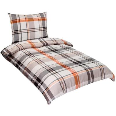 Bellatex Bavlněné - 140 × 200, 70 × 90 cm - šedooranžové káro Bellatex Bavlněné - 140 × 200, 70 × 90 cm - šedooranžové káro