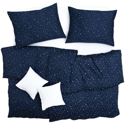 SCANquilt povlečení SATÉN PLUS hvězdičky modrobílá 140 × 200/70 × 90 cm SCANquilt povlečení SATÉN PLUS hvězdičky modrobílá 140 × 200/70 × 90 cm