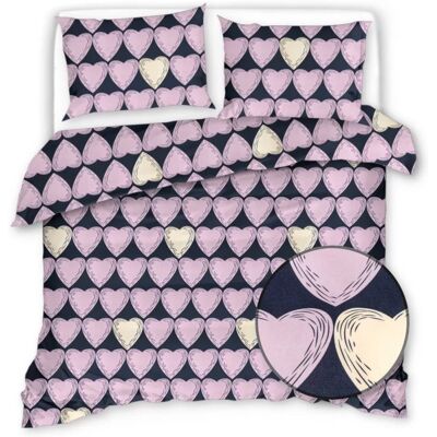 TEXTILOMANIE Povlečení z mikrovlákna VIOLET HEARTS světle fialové 2 ks 70 × 80 cm / 160 × 200 cm TEXTILOMANIE Povlečení z mikrovlákna VIOLET HEARTS světle fialové 2 ks 70 × 80 cm / 160 × 200 cm