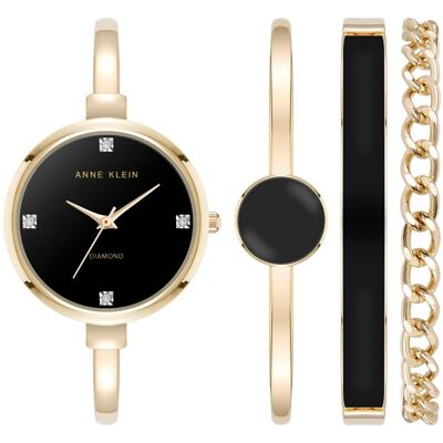 Anne Klein dámská dárková sada hodinek a náramků AK/5142BKST Anne Klein dámská dárková sada hodinek a náramků AK/5142BKST