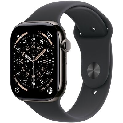 Apple Watch Series 11 Cellular 42mm Břidlicově šedý titan s černým sportovním řemínkem - S/M Apple Watch Series 11 Cellular 42mm Břidlicově šedý titan s černým sportovním řemínkem - S/M