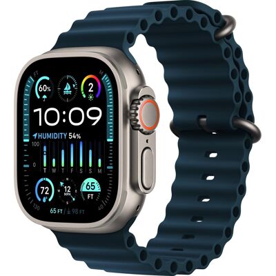 Apple Watch Ultra 2 GPS + Cellular - 49mm titánový kryt - Modrý oceánsky řemínek Apple Watch Ultra 2 GPS + Cellular - 49mm titánový kryt - Modrý oceánsky řemínek