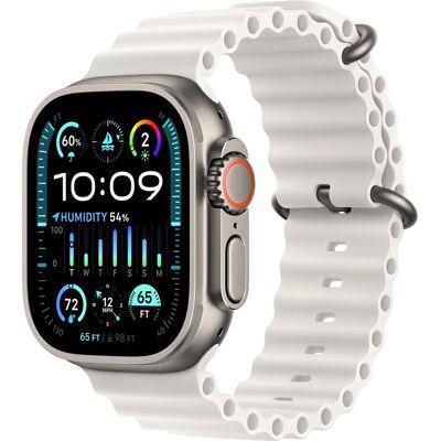 Apple Watch Ultra 2 49mm titanové pouzdro s bílým oceánským řemínkem Apple Watch Ultra 2 49mm titanové pouzdro s bílým oceánským řemínkem