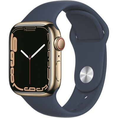 Apple Watch Series 7 41mm Cellular Zlatý nerez s hlubokomořsky modrým sportovním řemínkem Apple Watch Series 7 41mm Cellular Zlatý nerez s hlubokomořsky modrým sportovním řemínkem