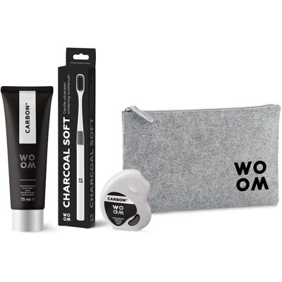 WOOM Carbon+ dárková sada zubní péče, 3 ks WOOM Carbon+ dárková sada zubní péče, 3 ks