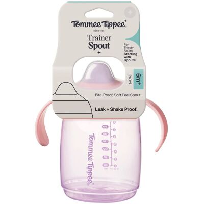 Tommee Tippee tréninkový hrneček se savičkou, 240 ml, 6m+, růžový Tommee Tippee tréninkový hrneček se savičkou, 240 ml, 6m+, růžový