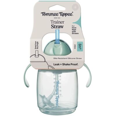 Tommee Tippee tréninkový netekoucí hrneček s brčkem a závažím, 240 ml, 6m+, zelený Tommee Tippee tréninkový netekoucí hrneček s brčkem a závažím, 240 ml, 6m+, zelený