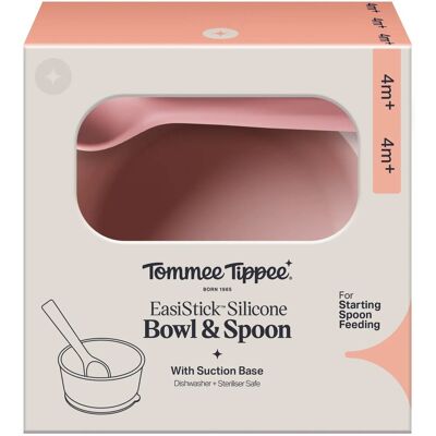 Tommee Tippee silikonová mistička s přísavkou a lžičkou, růžová Tommee Tippee silikonová mistička s přísavkou a lžičkou, růžová