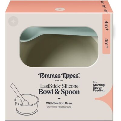 Tommee Tippee silikonová mistička s přísavkou a lžičkou, zelená Tommee Tippee silikonová mistička s přísavkou a lžičkou, zelená