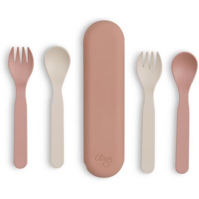 Citron Bio sada příborů v pouzdře Pink / Cream Citron Bio sada příborů v pouzdře Pink / Cream