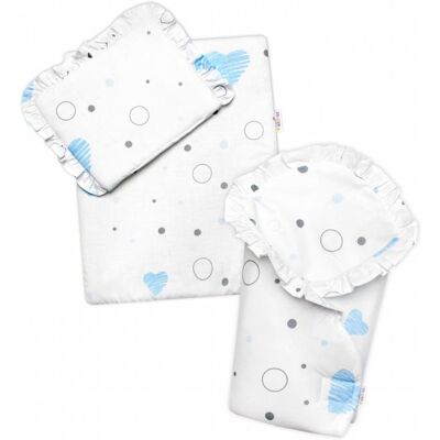 Baby Nellys Luxusní sada pro panenku 3D - zavinovačka, peřinka a polštářek, I love Baby Nellys Luxusní sada pro panenku 3D - zavinovačka, peřinka a polštářek, I love