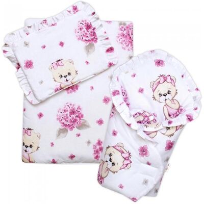 Baby Nellys Sada pro panenku 3D - zavinovačka, peřinka a polštářek, Míša Baletka, růžová Baby Nellys Sada pro panenku 3D - zavinovačka, peřinka a polštářek, Míša Baletka, růžová