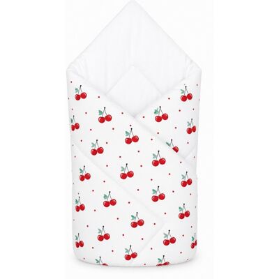 Baby Nellys Kojenecká zavinovačka Klasik Cherries, bílá s třešničkami Baby Nellys Kojenecká zavinovačka Klasik Cherries, bílá s třešničkami