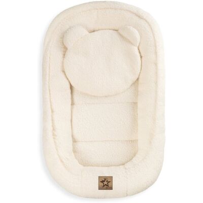 Baby Nellys Oboustranné hnízdečko s polštářkem Teddy Boucle - krémové Baby Nellys Oboustranné hnízdečko s polštářkem Teddy Boucle - krémové