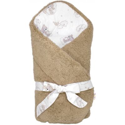 Baby Nellys Beránková zavinovačka bavlna / beránek, Malý medvídek – bílá / hnědá Baby Nellys Beránková zavinovačka bavlna / beránek, Malý medvídek – bílá / hnědá