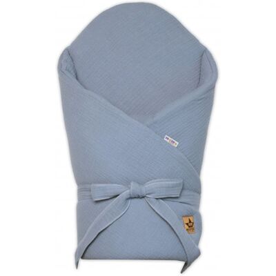 Baby Nellys Mušelínová zavinovačka s výztuží na zavazování 75 × 75 cm, denim Baby Nellys Mušelínová zavinovačka s výztuží na zavazování 75 × 75 cm, denim