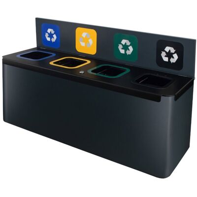 AlDA Závěsná sestava na tříděný odpad EKO WAll Station 4 × 35 l, lakovaná šedá ocel AlDA Závěsná sestava na tříděný odpad EKO WAll Station 4 × 35 l, lakovaná šedá ocel