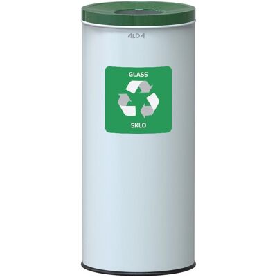 Alda Koš na tříděný odpad Eko Nord 45 l, zelené víko - sklo, lakovaná ocel, bílý Alda Koš na tříděný odpad Eko Nord 45 l, zelené víko - sklo, lakovaná ocel, bílý