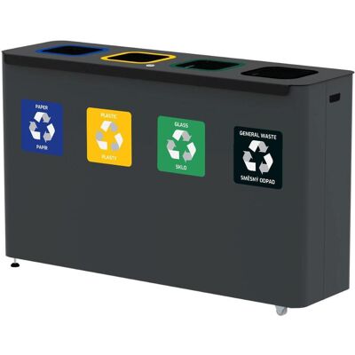Alda Sestava na tříděný odpad Eko Star Station 4 × 60 l, lakovaná ocel, šedá Alda Sestava na tříděný odpad Eko Star Station 4 × 60 l, lakovaná ocel, šedá