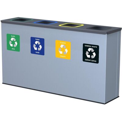Alda Sestava na tříděný odpad Eko Station 4 × 60 l, lakovaná ocel, šedá Alda Sestava na tříděný odpad Eko Station 4 × 60 l, lakovaná ocel, šedá