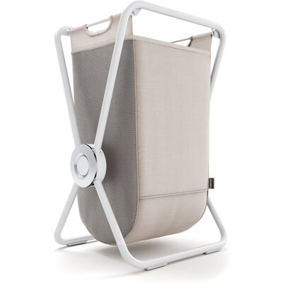 Simplehuman X-Frame skládací béžový látkový koš na prádlo, bílá ocel Simplehuman X-Frame skládací béžový látkový koš na prádlo, bílá ocel