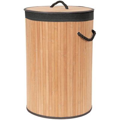 Compactor skládací kulatý koš na prádlo Bamboo, černý Compactor skládací kulatý koš na prádlo Bamboo, černý