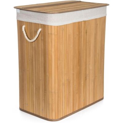 G21 Koš 52 × 32 × 63 cm 105 l s bílým látkovým košem, bambus G21 Koš 52 × 32 × 63 cm 105 l s bílým látkovým košem, bambus