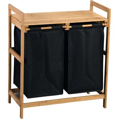 Kesper Koš na špinavé prádlo třídící s policí, černý, bambus, polyester 64 × 73 × 33 cm Kesper Koš na špinavé prádlo třídící s policí, černý, bambus, polyester 64 × 73 × 33 cm