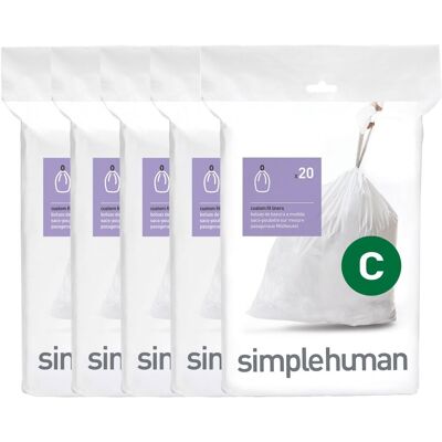 Simplehuman sáčky do odpadkového koše 10-12 l, typ C, zatahovací, 100 ks, 15 µm Simplehuman sáčky do odpadkového koše 10-12 l, typ C, zatahovací, 100 ks, 15 µm