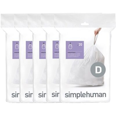 Simplehuman sáčky do odpadkového koše 20 l, typ D, zatahovací, 100 ks Simplehuman sáčky do odpadkového koše 20 l, typ D, zatahovací, 100 ks