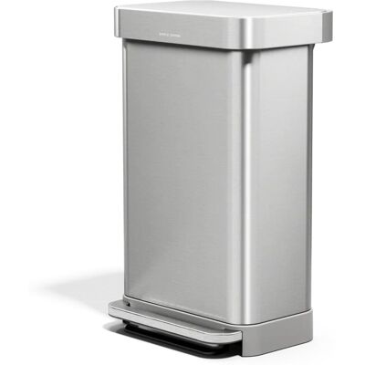 Obdélníkový odpadkový koš z nerezové oceli 45L simplehuman - Pedál, Tiché zavírání Obdélníkový odpadkový koš z nerezové oceli 45L simplehuman - Pedál, Tiché zavírání