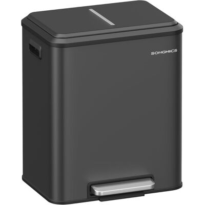 Songmics Odpadkový koš na tříděný odpad 2 × 15 l, černý Songmics Odpadkový koš na tříděný odpad 2 × 15 l, černý
