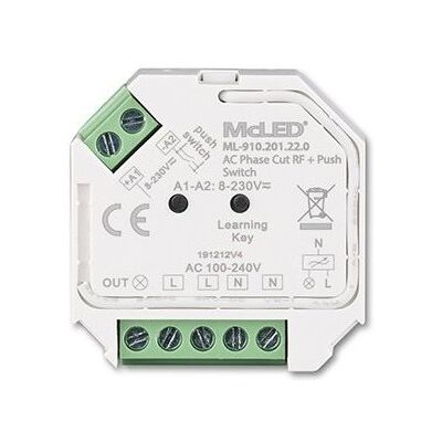 McLED RF přijímač do krabičky pro stmívání svítidel, max. 400W/230VAC McLED RF přijímač do krabičky pro stmívání svítidel, max. 400W/230VAC