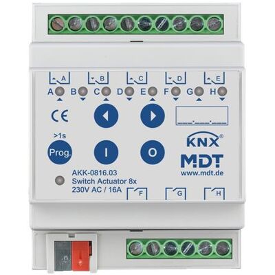 MDT Technologies Spínací aktor 8násobný, 4M, 16A, 70µ, 10ECG, 230VAC, kompaktní MDT Technologies Spínací aktor 8násobný, 4M, 16A, 70µ, 10ECG, 230VAC, kompaktní