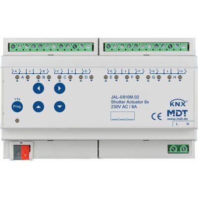 MDT Technologies Žaluziový aktor pro 8 motorů, 8M, 10A, 230VAC, s měřením délky jízdy MDT Technologies Žaluziový aktor pro 8 motorů, 8M, 10A, 230VAC, s měřením délky jízdy