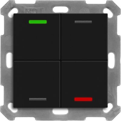 MDT Technologies KNX 4tlačítko 55x55 mm, RGBW LED, matná černá, měření teploty MDT Technologies KNX 4tlačítko 55x55 mm, RGBW LED, matná černá, měření teploty