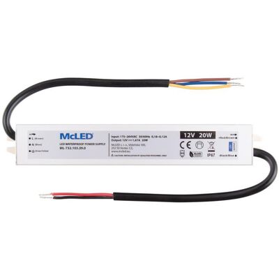 McLED Napájecí zdroj longevity 20 W, DC12V/1.67A, IP67, hliníkový McLED Napájecí zdroj longevity 20 W, DC12V/1.67A, IP67, hliníkový